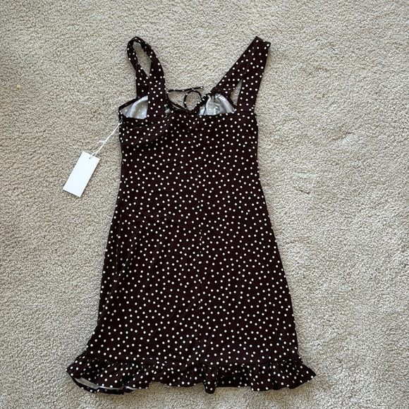 Reformation NWT Nevada Brown Dot Mini Dress size small - Picture 7 of 9